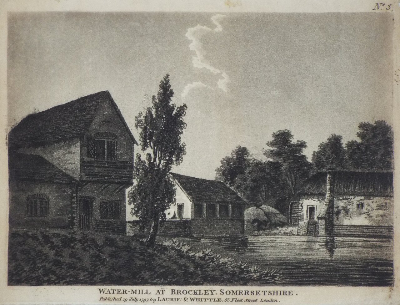 Aquatint - Water-Mill at Brockley, Somersetshire.